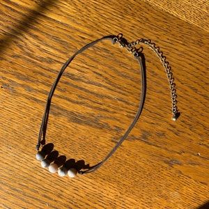 beaded leather choker necklace